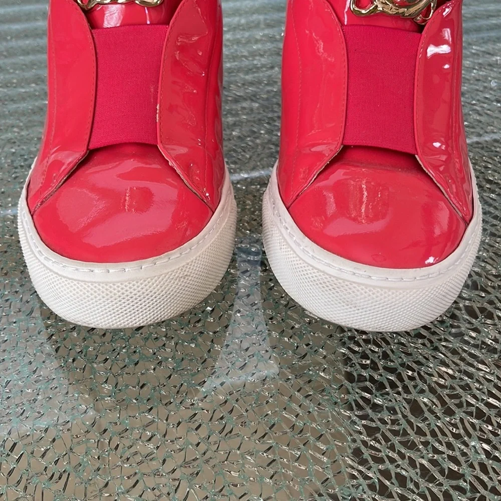 VERSACE Pink Patent Leather Sneakers - Picture 2 of 13